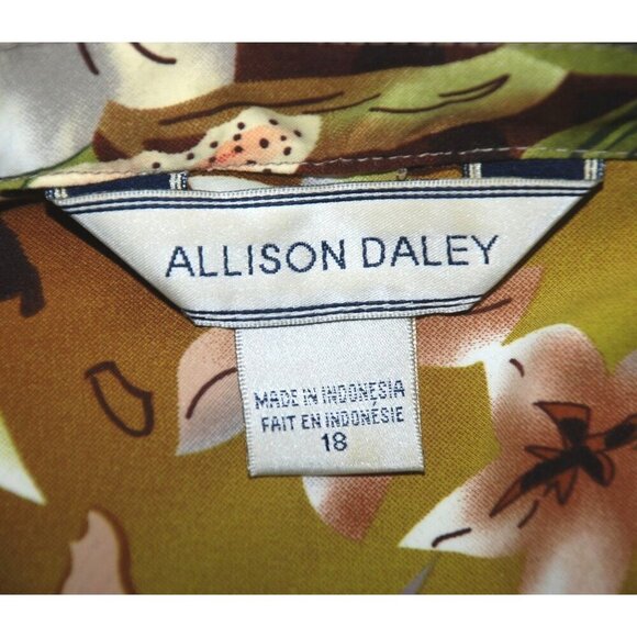 Allison Daley Hawaiian Floral Button Front Jacket Size 18 Long Sleeve Shaket - Picture 8 of 12